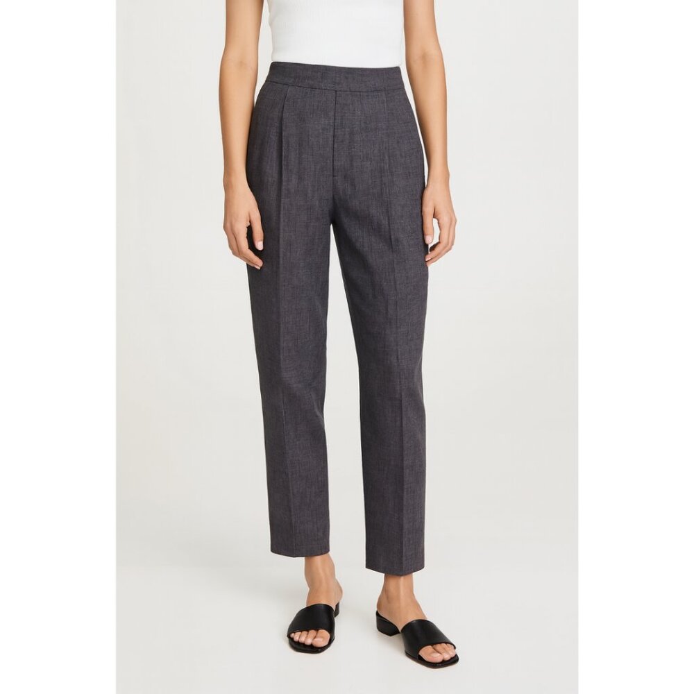 7115 by Szeki Pleated Linen Pants Women's Small Navy High Waist Cropped
